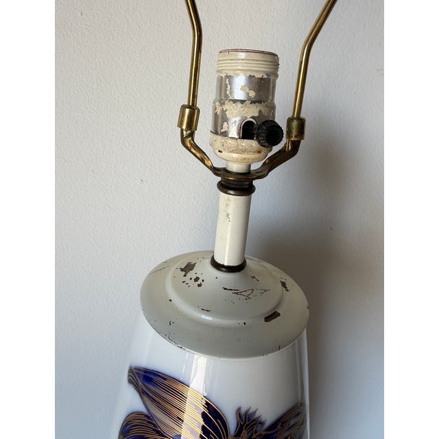 1960s Vintage German Heinrich and Co Echt Kobalt Cobalt Blue & Gold Porcelain Table Lamp For Sale - Image 9 of 12
