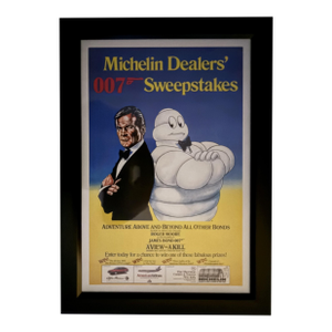 James Bond Movie Poster & Michelin Man Framed Vintage 007