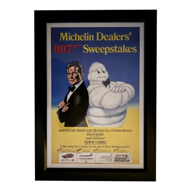 Vintage 007 James Bond & Michelin Framed Movie Poster For Sale