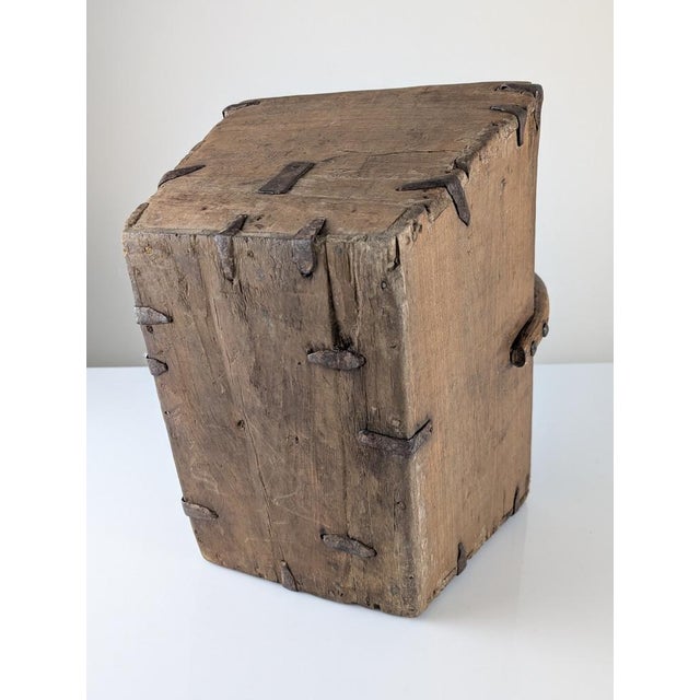 Antique Wabi-Sabi Wooden Log Basket with Wrought Iron Fittings For Sale - Image 5 of 18