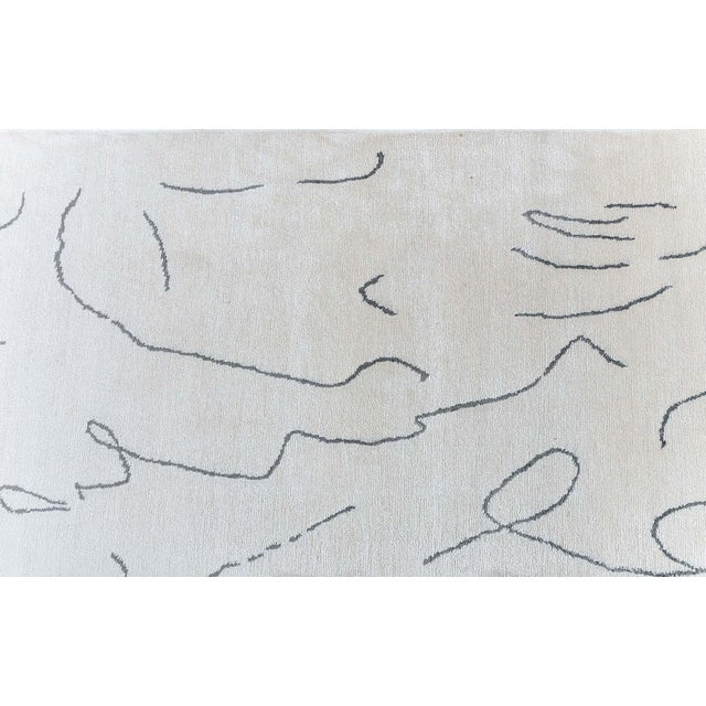 Abstract Modern Runner Line Motifs In Off White Silk Blend "whisper Lines" For Sale In New York - Image 6 of 9