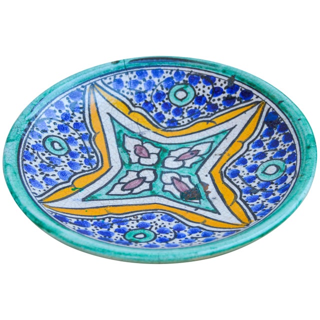 Antique Moroccan Ceramic Plate For Sale - Image 9 of 9