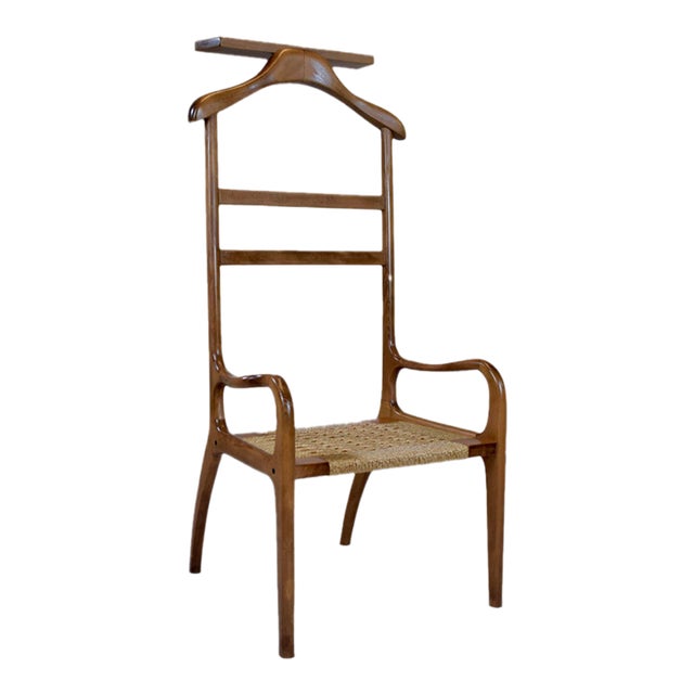 Danish Modern Valet Chair by Armcrest, Mahogany With Rope Seat, 1960s For Sale