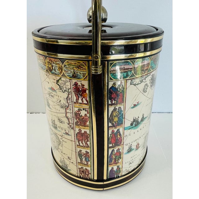 Brown 1970s World Map Ice Bucket & Culver World Map Tumblers- 3 Pieces For Sale - Image 8 of 12