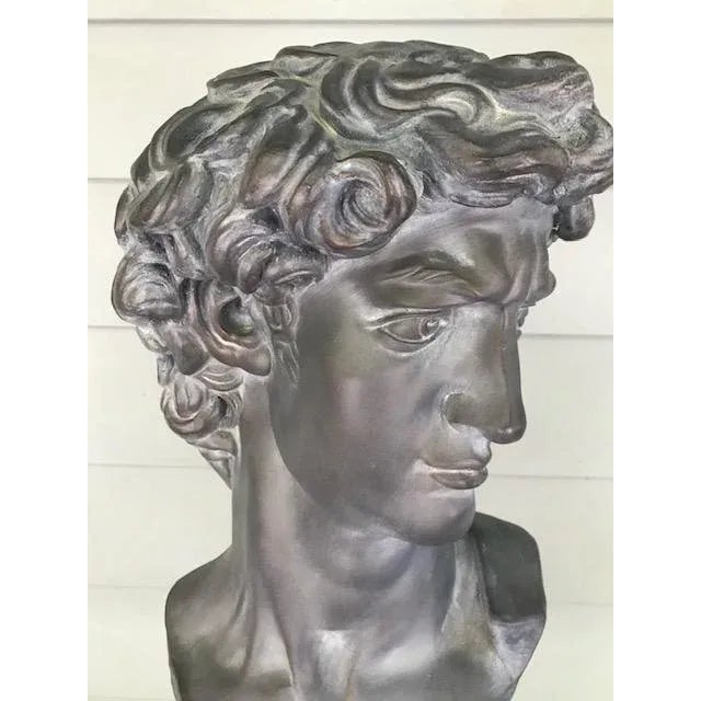 Figurative 20th Century Plaster, Concrete & Resin Bust of David For Sale - Image 3 of 12