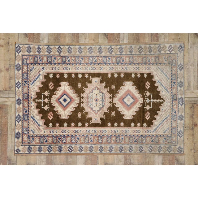 Coffee Vintage Turkish Oushak Rug - 05'01 X 07'07 For Sale - Image 8 of 9