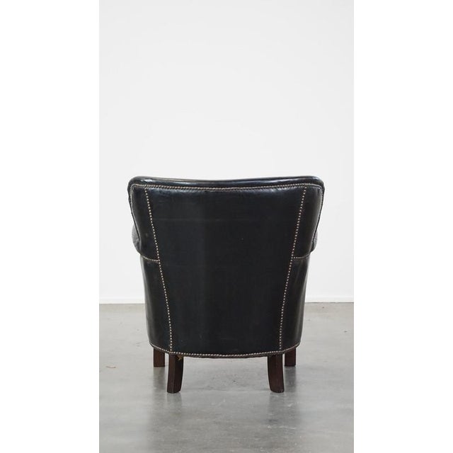 Black Armchair with Reversible Kilim Seat Cushion For Sale - Image 5 of 15