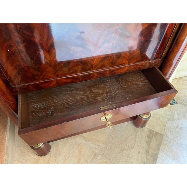 Brown French Empire Secretaire in Flame Mahogany with Black Marble Top, 1800s For Sale - Image 8 of 9