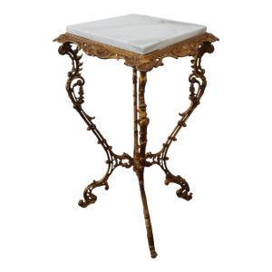 Victorian Marble Top Gold Leaf Finish Flower Statue Stand Pedestal Table 6018