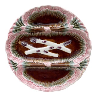 French Majolica Asparagus Plate, Circa 1890 For Sale