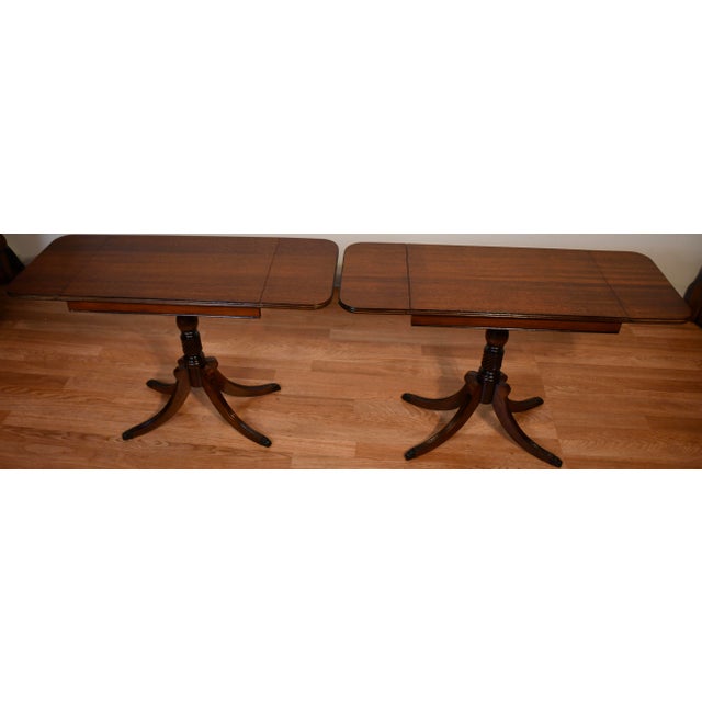 Brown Pair of 1950s English Regency Style Mahogany Pembroke Drop-Leaf Accent Tables For Sale - Image 8 of 14