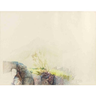 Pedro Cano, Stromboli, 1980s, Pastel and Watercolor Drawing For Sale
