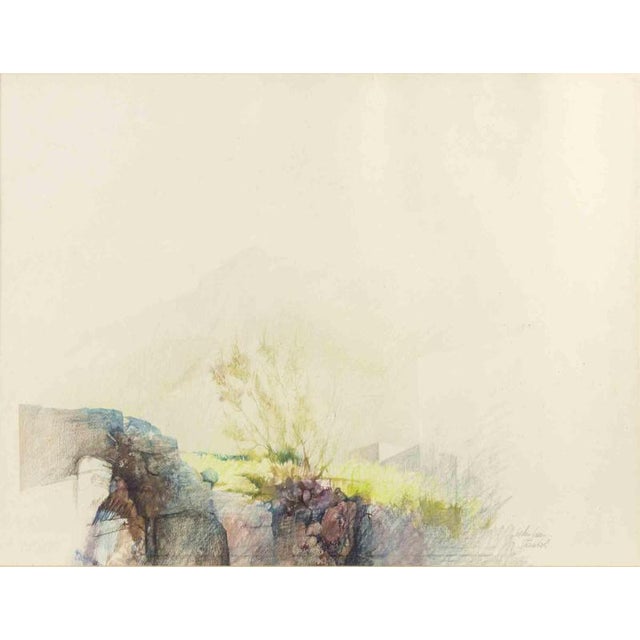 Pedro Cano, Stromboli, 1980s, Pastel and Watercolor Drawing For Sale