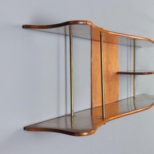 Vintage Shelf in Walnut and Brass, Italy, 1950s For Sale - Image 10 of 12
