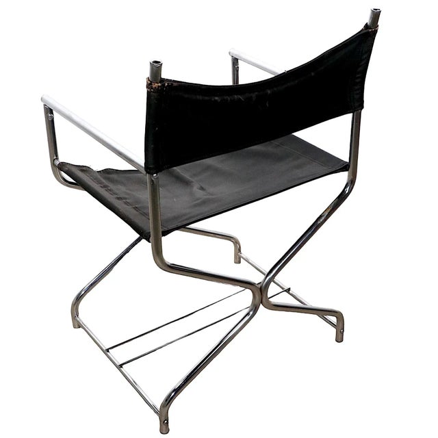 Mid 20th Century Chic Black and Chrome Directors Chair C 1970's For Sale - Image 5 of 9