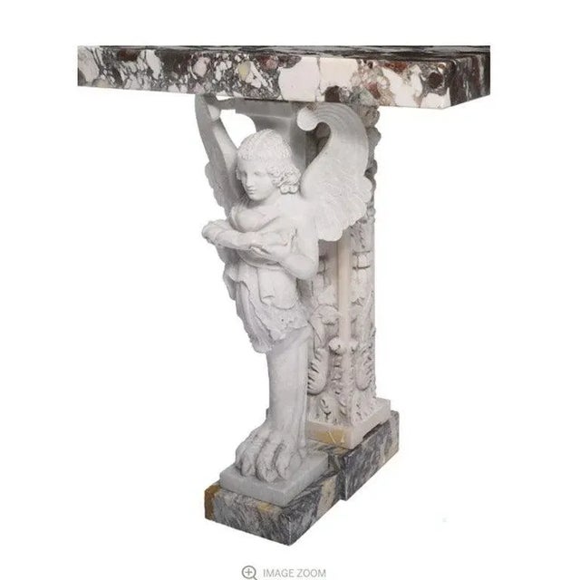 Mid 20th Century Neoclassical Carved White and Brèche Violette Marble Console For Sale - Image 5 of 6