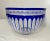 Vintage Bohemian Czech Centerpiece Cobalt Blue Cut to Clear Glass Crystal Bowl For Sale - Image 4 of 9