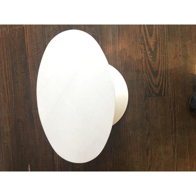 White tulip fiberglass end table and side table by Chromecraft. Midcentury space aged style with a smoked glass tops. This...