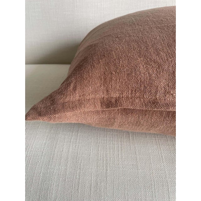Belgian Linen Pillow Cover in Cinnamon With Insert For Sale - Image 4 of 6