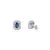 Navy Blue Timeless Emerald-Cut Blue Sapphire & Diamond Halo Stud Earrings 14k White Gold For Sale - Image 8 of 16
