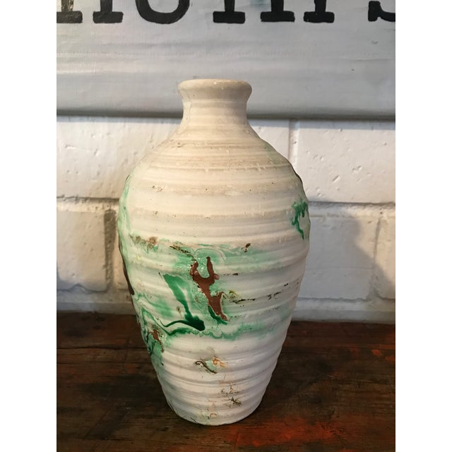 Nemadji Tall Green And Brown Swirl Vase Chairish