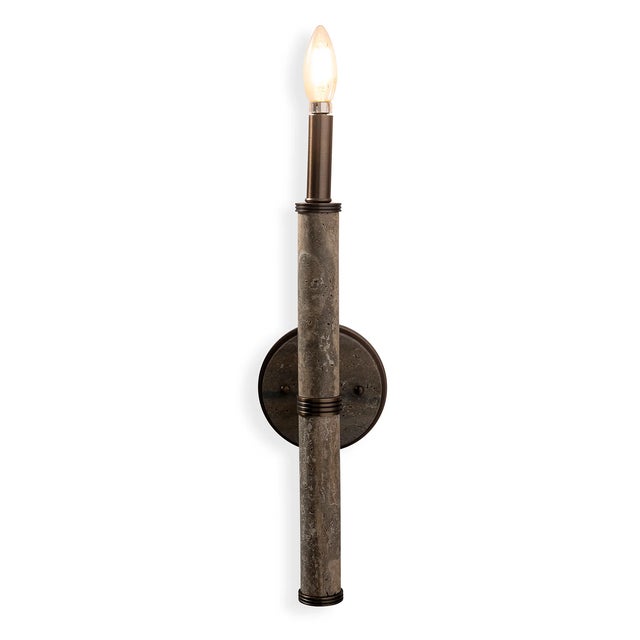Port 68 Tivoli Marble Gray/Bronze Sconce For Sale - Image 4 of 6