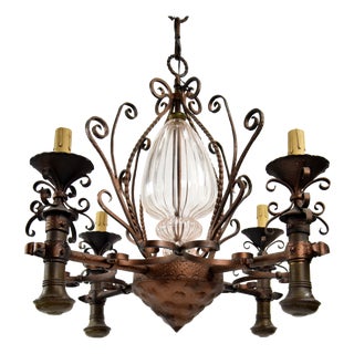 1930s Gothic Style Bronze Chandelier For Sale