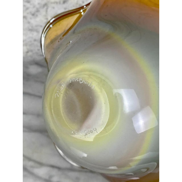Yellow Hand Blown Art Glass Ruffled Centerpiece Bowl by Matt McBride For Sale - Image 10 of 11