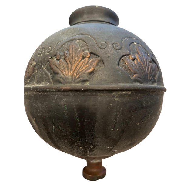 Late 19th-Early 20th c. VICTORIAN Double Arm "The Angle Lamp Co. NY" Ceiling Fixture Patinated & Copper Finished Surface...