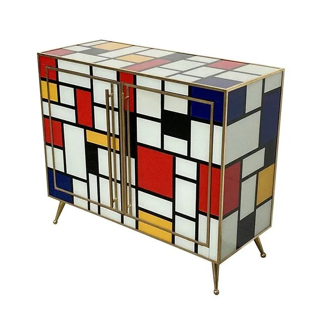 Two-Door Sideboard in Multicolored Murano Glass, 1980s For Sale - Image 4 of 11