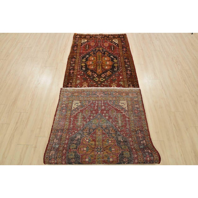 Sarab Runner 3’9” X 11′ Red Wool Semi-Antique Tribal Hand-Knotted Oriental Rug For Sale - Image 13 of 14