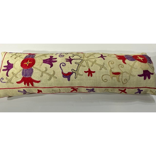 Antique Hand-Embroidered Suzani Pillow - a Piece of Art For Sale - Image 9 of 12