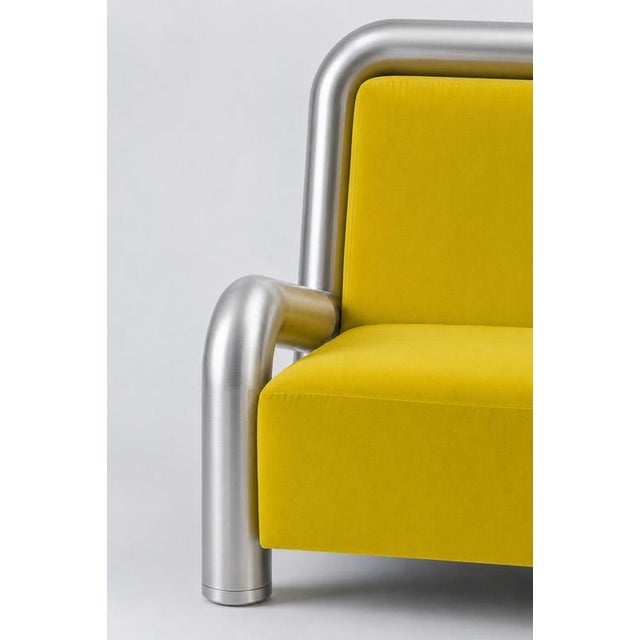 Not Yet Made - Made To Order Tub Armchair in Wool and Brushed Steel by Christophe Perichon For Sale - Image 5 of 7