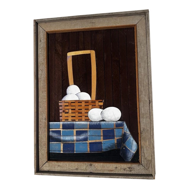 1970s Theodore DeGroot Lathe Art – Eggs & Basket Panel For Sale