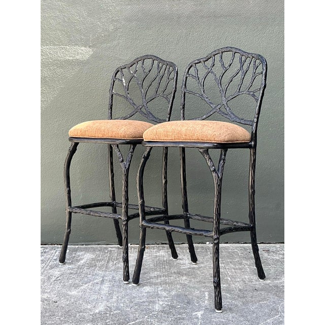 Vintage Veneman Cast Aluminum Branch Barstools. - A Pair For Sale - Image 10 of 12