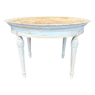 French Louis XVI Antique Painted Marble Top Coffee Table or Accent Table For Sale