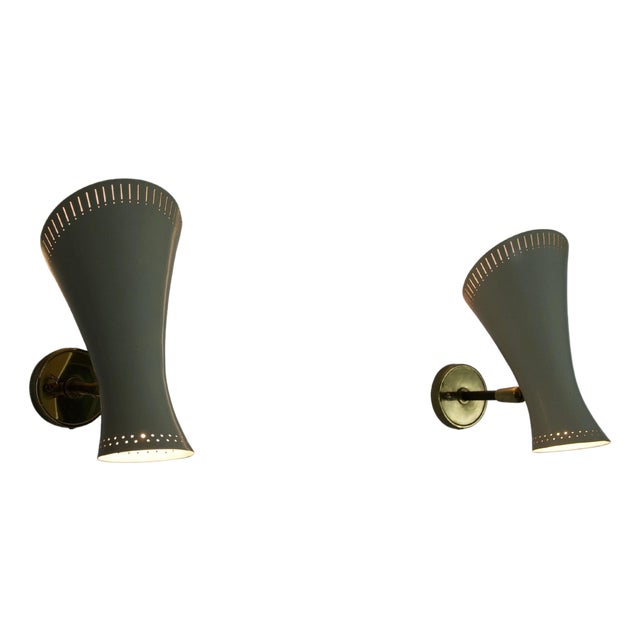 Mid-Century Modern Brass Diabolo Wall Lamps, Germany, 1950s, Set of 2 For Sale
