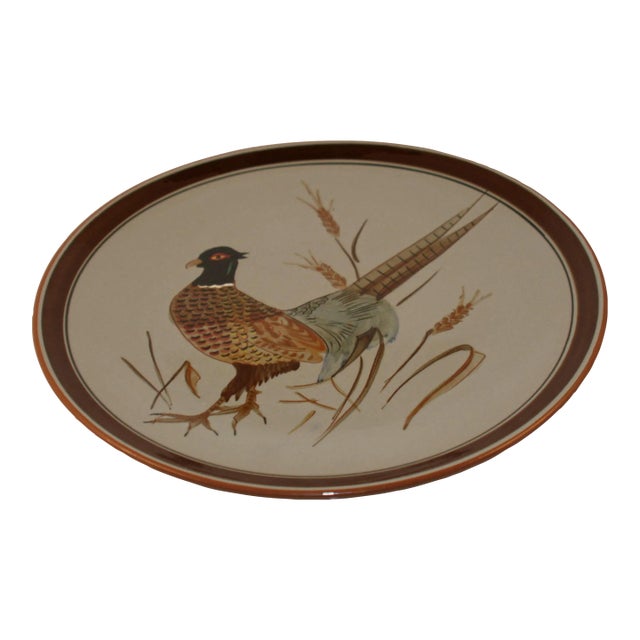 1950s Stangl Sportsman Pattern Pheasant Round Serving Plate For Sale
