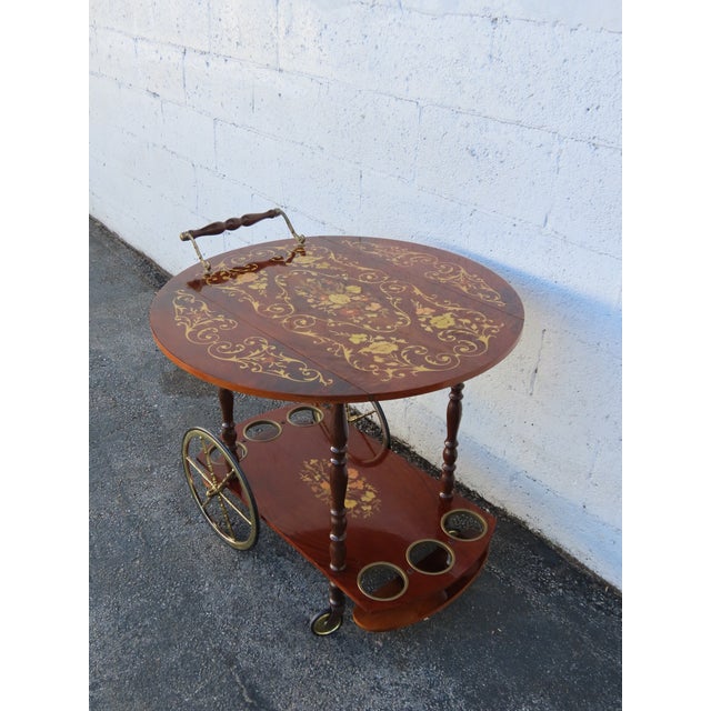 French Inlay Drop Leaf Bar Server Tea Coffee Cart 6339 For Sale In Miami - Image 6 of 18