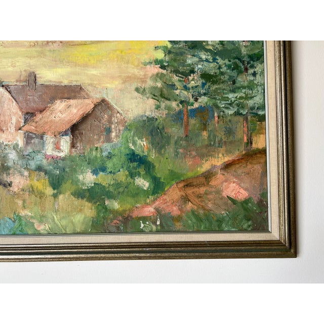 1970s 70's Vintage " Old House in Maine " Expressionist - Style Oil on Canvas Painting For Sale - Image 5 of 13