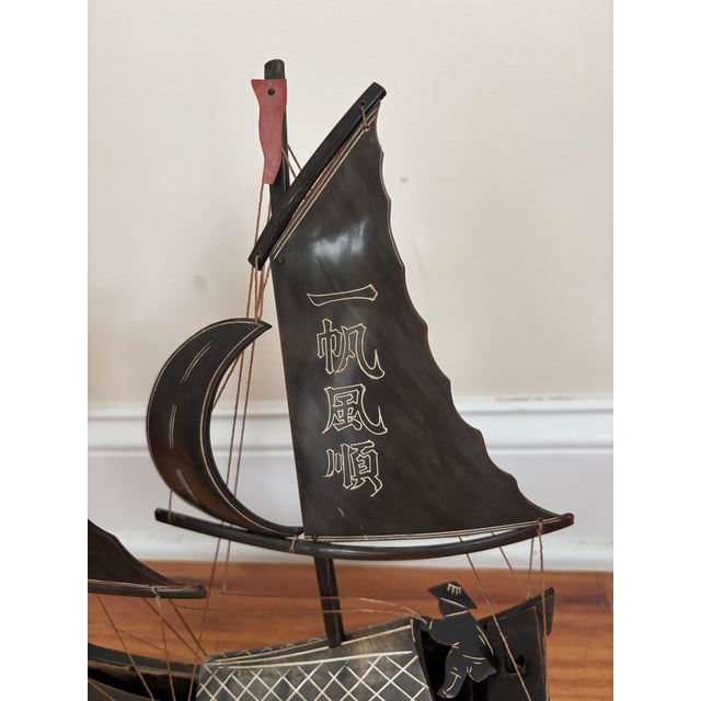 Asian Mid-Century Asian Carved Water Buffalo Horn Sailboat Model For Sale - Image 3 of 8