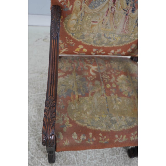 Pair of Antique Louis XVI Fauteuils Needlepoint Open Arm Chairs For Sale - Image 9 of 18
