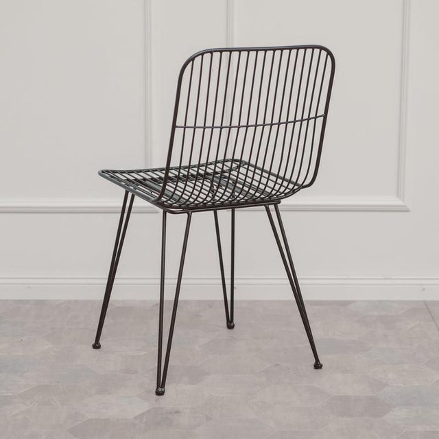 Black Industrial Style Black Metal Wire Chair For Sale - Image 8 of 8