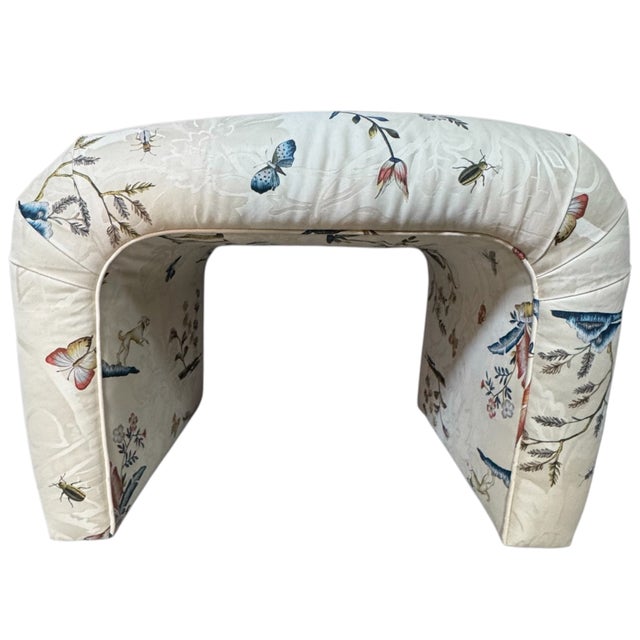 1980s Schumacher Upholstered Waterfall Bench For Sale - Image 4 of 10