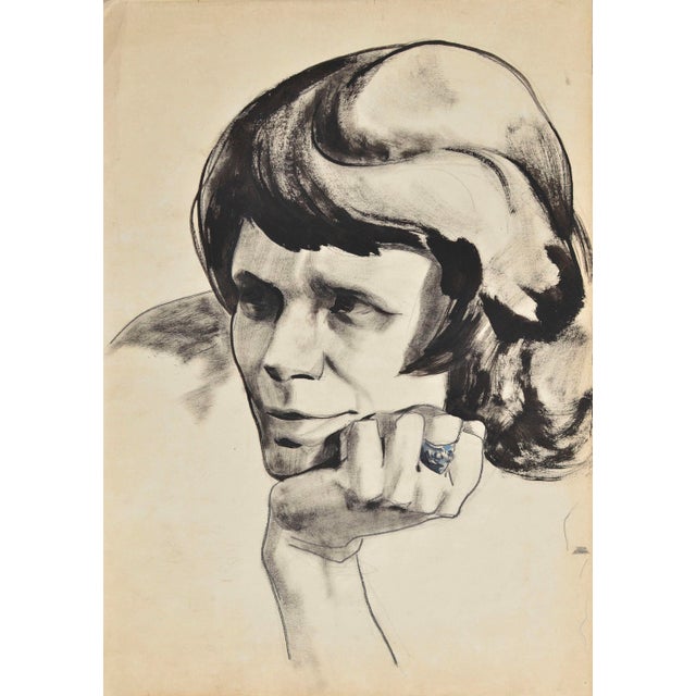 Alberts Goltjakovs, A Woman's Portrait, 1960s, Mixed Media, in Good conditions. Designed 1960 to 1969 I have official...