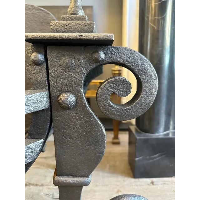 Black Large Late 18th Century English Wrought Iron Fire Grate, 1780s For Sale - Image 8 of 11