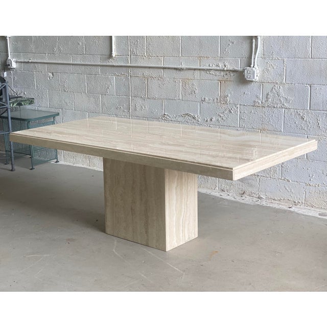 1970s Italian Rectangular Travertine Pedestal Dining Table Chairish