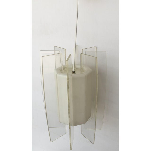 Mid-Century Modern Space Age era white and transparent pendant lamp.