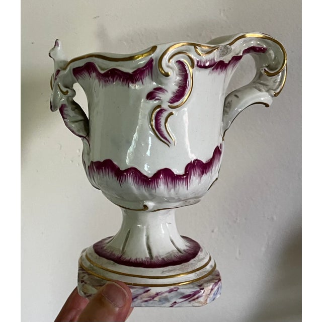 Rococo Antique 18th Century German Rococo Ludwigsburg Porcelain Puce Urn Vase For Sale - Image 3 of 12