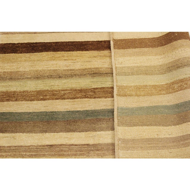 Beige Boho Chic Hand Made Beige/Green Wool Rug - 3'11'' X 5'7'' For Sale - Image 8 of 10